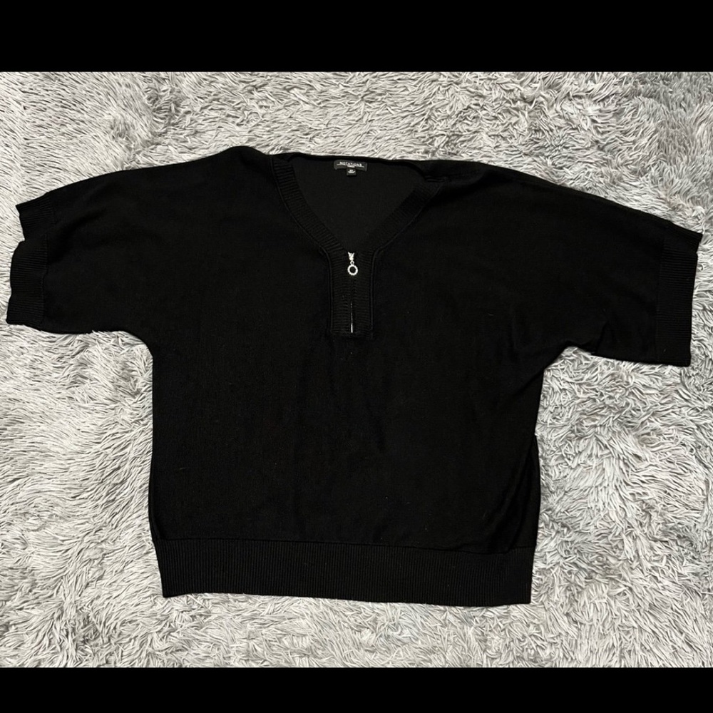 1/4 zip black sweater Notations Woman 2X